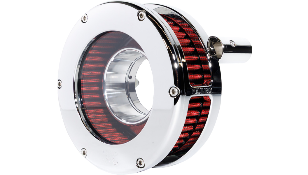 Feuling Parts BA Slim Air Cleaner Kit - Chrome/Clear - Red Filter - '08-'17 Twin Cam
