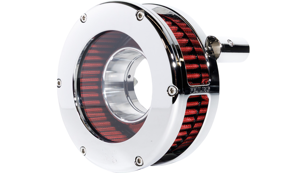 Feuling Parts BA Slim Air Cleaner Kit - Chrome/Clear - Red Filter - '93-'99 EVO Big Twin
