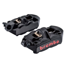 Brembo Caliper Set, P4 34mm, M4, Cast Monobloc, 108mm Radial Mount, Front, Black w/ Red Lettering