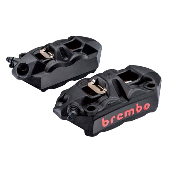 Brembo Caliper Set, P4 34mm, M4, Cast Monobloc, 108mm Radial Mount, Front, Black w/ Red Lettering