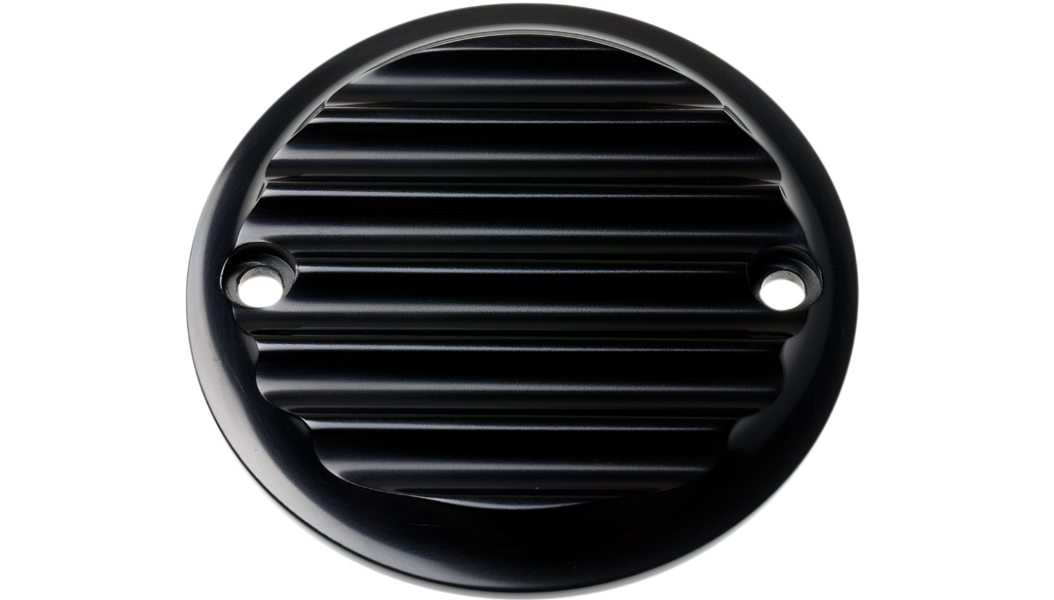Joker Machine Points Cover - Finned - 2 Hole - Black Anodized
