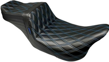 Le Pera Tailwhip Seat - Double Diamond w/ Blue Thread - Black - FLH/FLT '08-'24