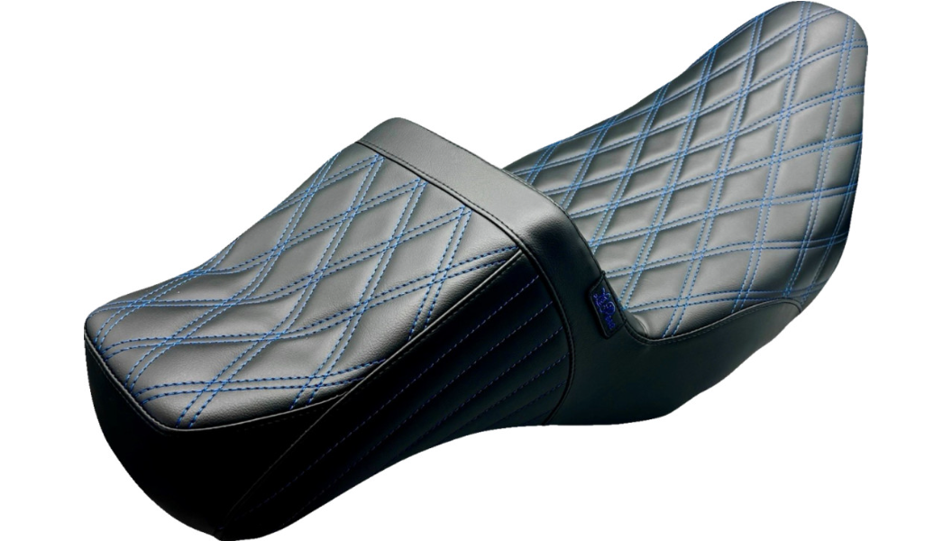 Le Pera Tailwhip Daddy Long Legs Seat - Double Diamond w/ Blue Thread - FLH/FLT '08-'24