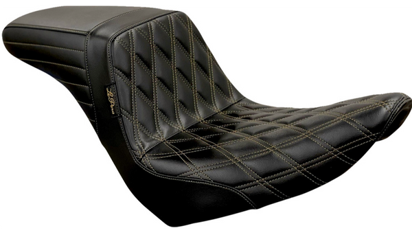 Le Pera Kickflip Seat - Diamond w/Chestnut Stitching - Black - Softail '18-'23