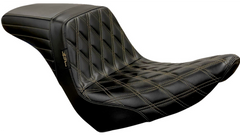 Le Pera Kickflip Seat - Diamond w/Chestnut Stitching - Black - Softail '18-'23