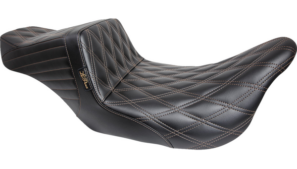 Le Pera Tailwhip Seat - Double Diamond w/ Chestnut Thread - Black - FL '08-'24