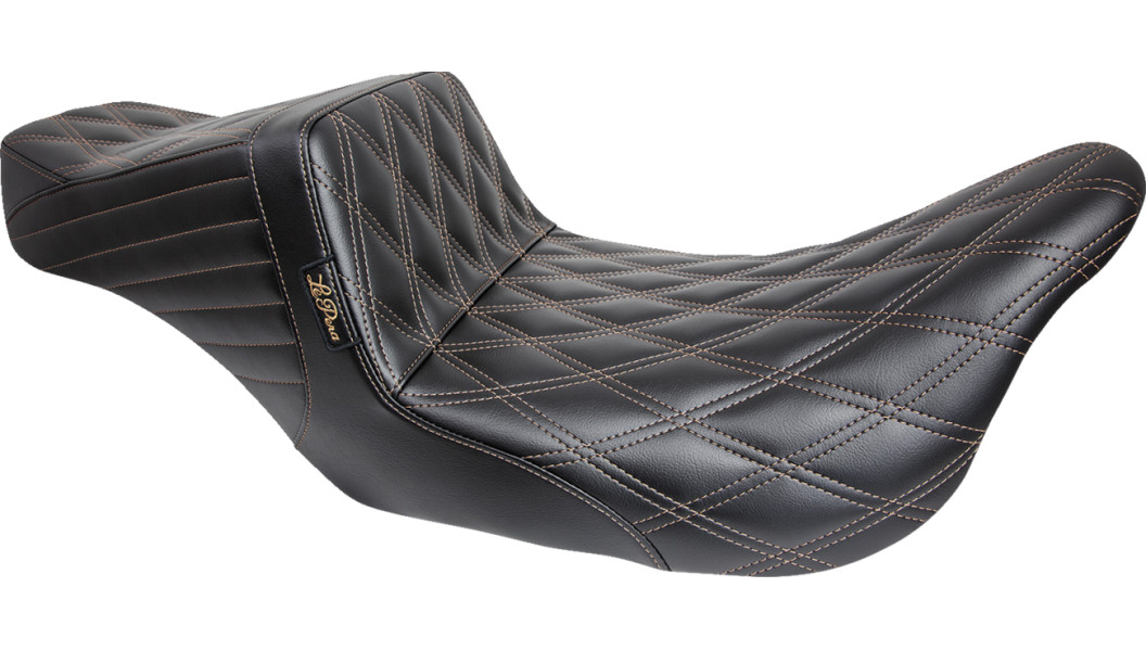 Le Pera Tailwhip Seat - Double Diamond w/ Chestnut Thread - Black - FL '08-'24