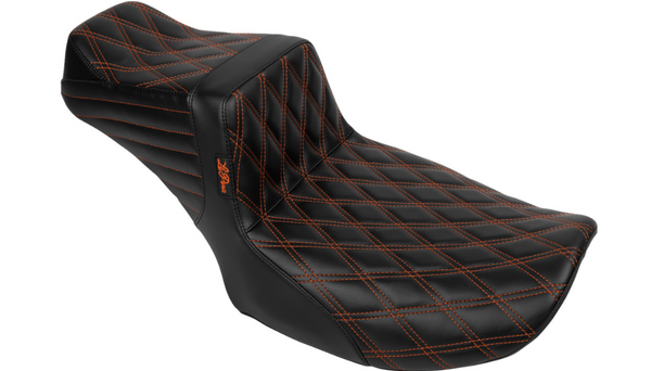 Le Pera Tailwhip Daddy Long Legs Seat - Burnt Orange Double Diamond Stitch - FLH/FLT '23-'25