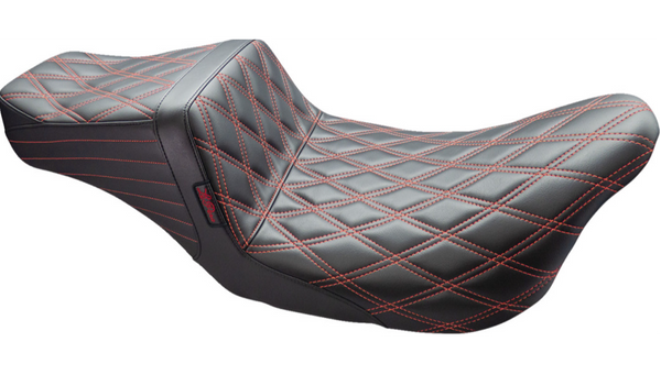 Le Pera Tailwhip Seat - Double Diamond w/ Red Thread - Black - FL '08-'24