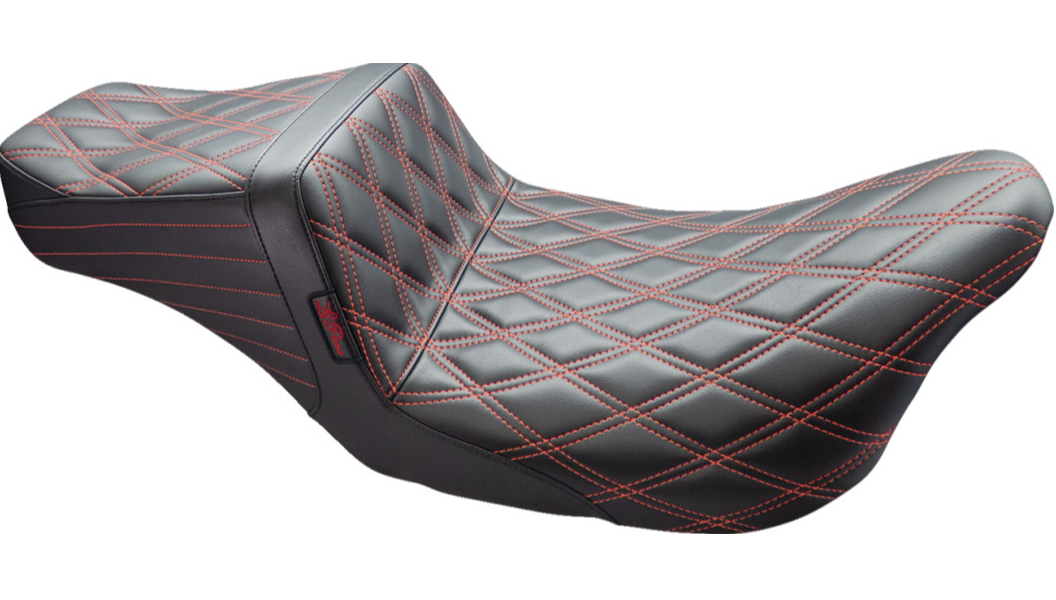Le Pera Tailwhip Seat - Double Diamond w/ Red Thread - Black - FL '08-'24