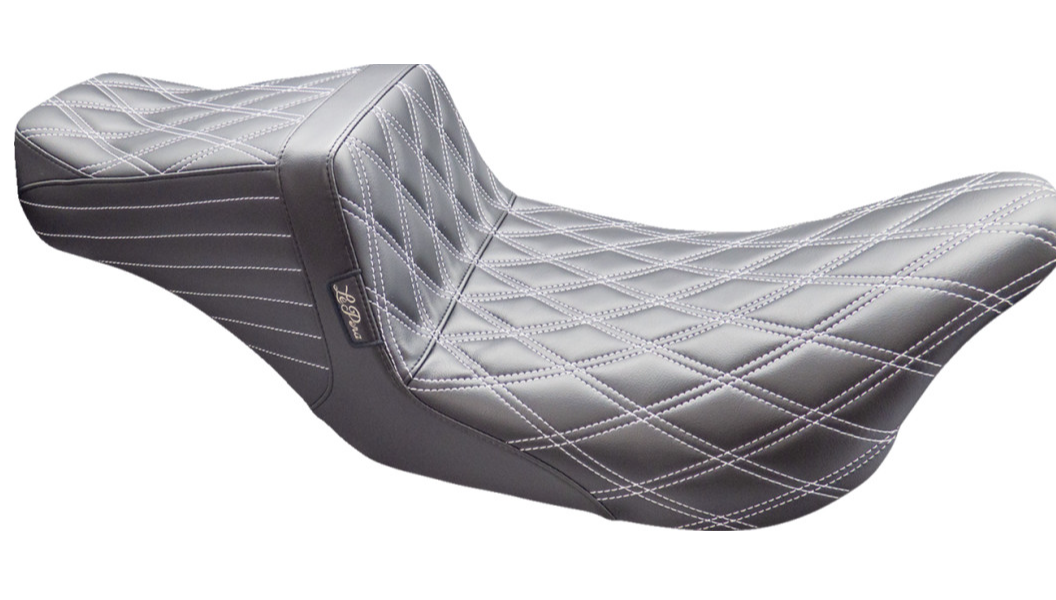 Le Pera Tailwhip Seat - Double Diamond w/ Titanium Thread - Black - FL '08-'24