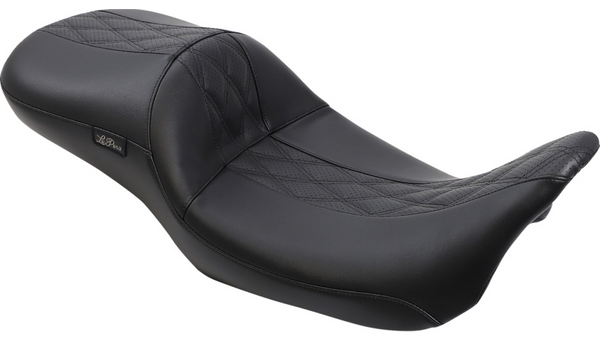 Le Pera Maverick Daddy Long Legs Seat - Black w/ Black HR Inlay - Double Diamond - FL '08-'22