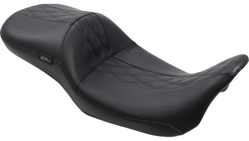 Le Pera Maverick Daddy Long Legs Seat - Black w/ Black HR Inlay - Double Diamond - FL '08-'22