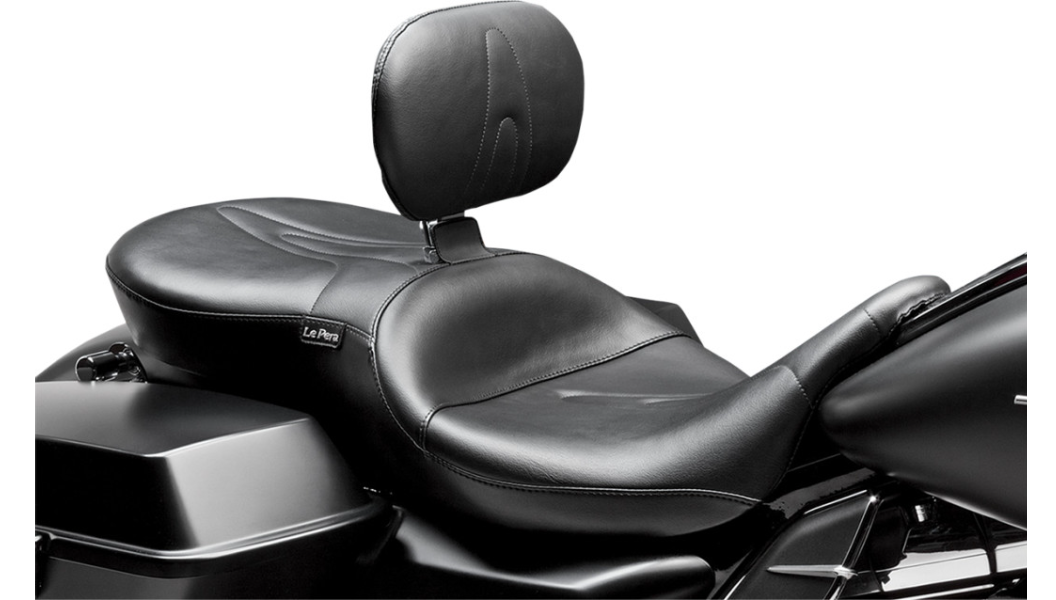 Le Pera RT66 Seat - With Backrest - Stitched - Black - FL '08-'23