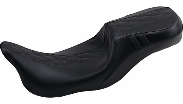 Le Pera Outcast Daddy Long Legs Seat - 2-Up - w/o Backrest - Black w/Black Double Diamond Inlay - FL '08-'22