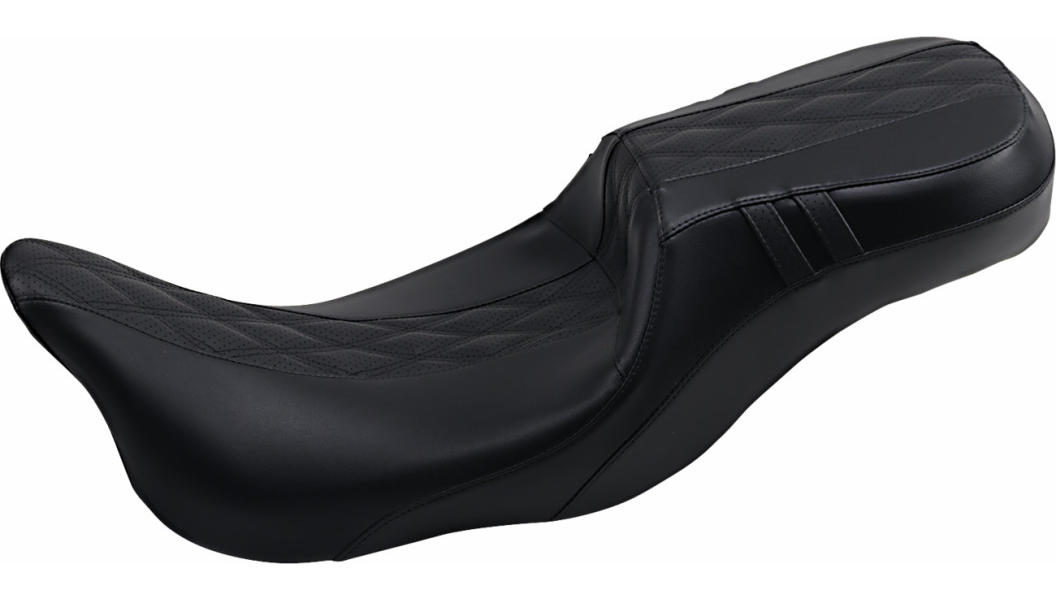 Le Pera Outcast Daddy Long Legs Seat - 2-Up - w/o Backrest - Black w/Black Double Diamond Inlay - FL '08-'22