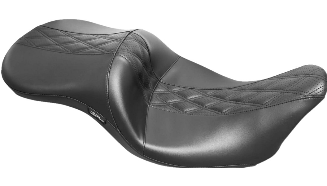 Le Pera Maverick Seat - without Backrest - HR Black Inlay Double Diamond - Black - FL '08-'23