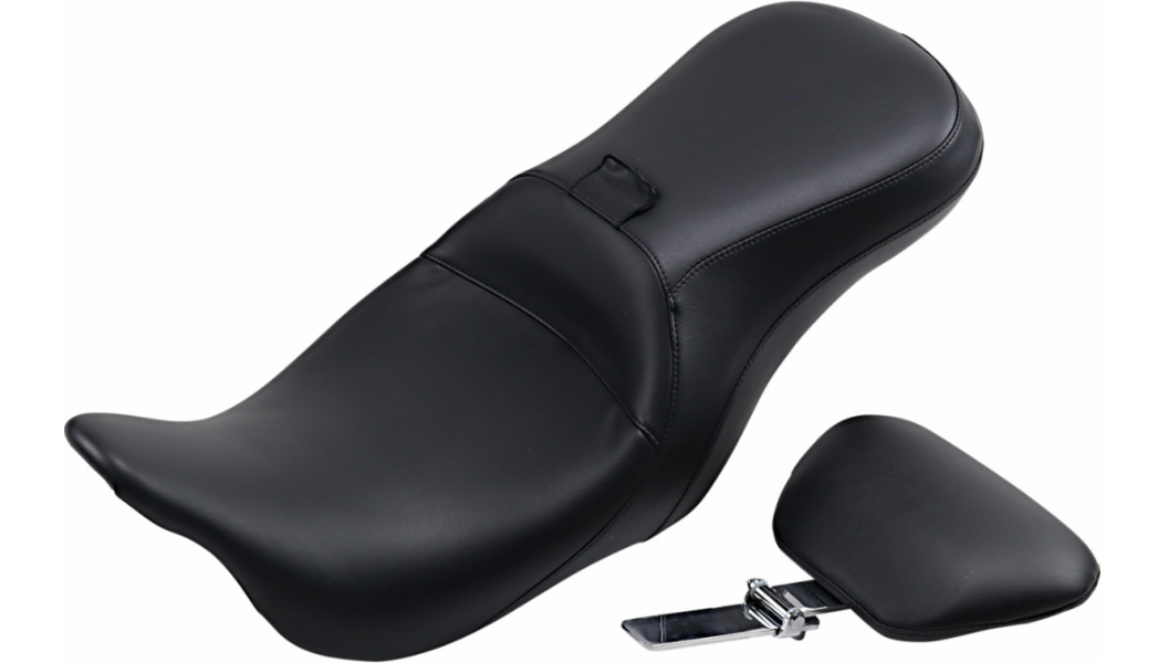Le Pera Outcast Seat - 2-Up - With Backrest - Smooth - Black - FL '08-'23