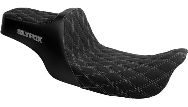 SLYFOX High Noon Seat - Double Diamond - Silver Logo - Silver Stitch - FXD '96-'03