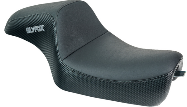 SLYFOX Drifter Seat - Gray Logo - Black Vinyl w/ Slipstop - Carbon Fiber - XL '04-'22