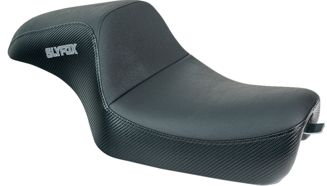 SLYFOX Drifter Seat - Gray Logo - Black Vinyl w/ Slipstop - Carbon Fiber - XL '04-'22