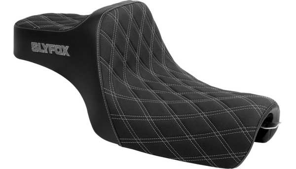 SLYFOX High Noon Seat - Double Diamond - Silver Logo - Silver Stitch - XL '04-'22