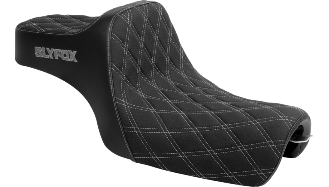 SLYFOX High Noon Seat - Double Diamond - Silver Logo - Silver Stitch - XL '04-'22