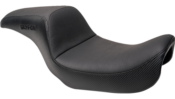 SLYFOX Drifter Seat - Black Logo - Black Vinyl w/ Slipstop - Carbon Fiber - Dyna '96-'03