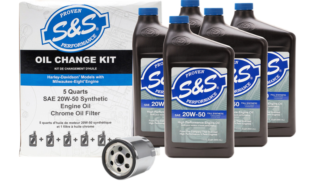 S&S Cycle Oil Change Kit - Chrome Filter - M8 - 5 Us Quarts