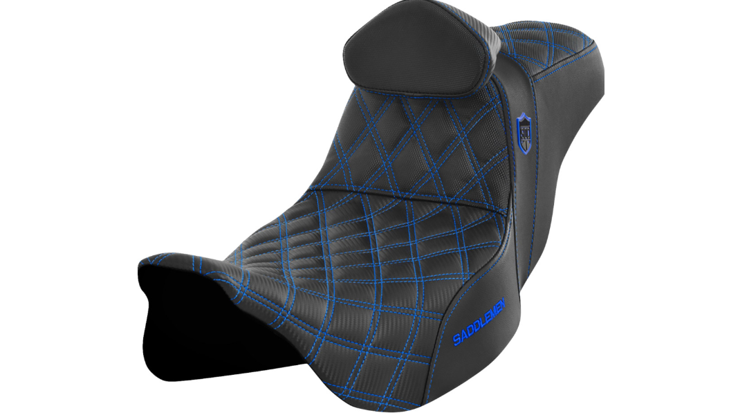 Saddlemen Pro Series SDC Performance Seat - w/ Backrest - Blue Stitch - FLH/FLT '08-'23