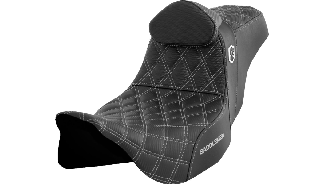Saddlemen Pro Series SDC Performance Seat - w/ Backrest - Silver Stitch - FLH/FLT '08-'23
