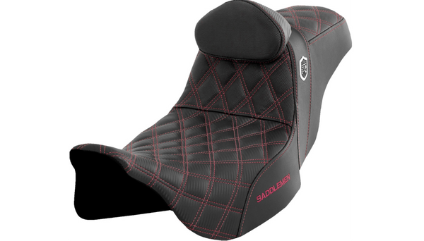 Saddlemen Pro Series SDC Performance Seat - w/ Backrest - Wine Berry Stitch - FLH/FLT '08-'23
