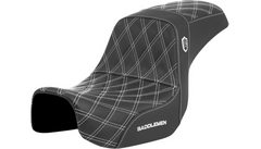 Saddlemen Pro Series SDC Performance Seat - Carbon Fiber/Lumbar Gripper - White Stitch - Dyna '06-'17
