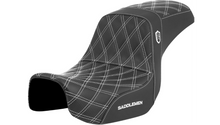 Saddlemen Pro Series SDC Performance Seat - Carbon Fiber/Lumbar Gripper - White Stitch - Dyna '06-'17