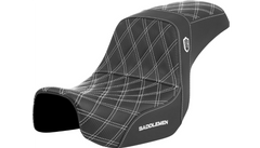 Saddlemen Pro Series SDC Performance Seat - Carbon Fiber/Lumbar Gripper - White Stitch - Dyna '06-'17