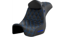 Saddlemen Pro Series SDC Performance Seat - w/ Backrest - Blue Stitch - Dyna '06-'17