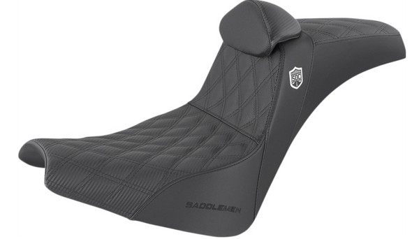 Saddlemen Pro Series SDC Performance Seat - w/ Backrest - Lattice Stitch/Lumbar Gripper - FX/FL '18-'24