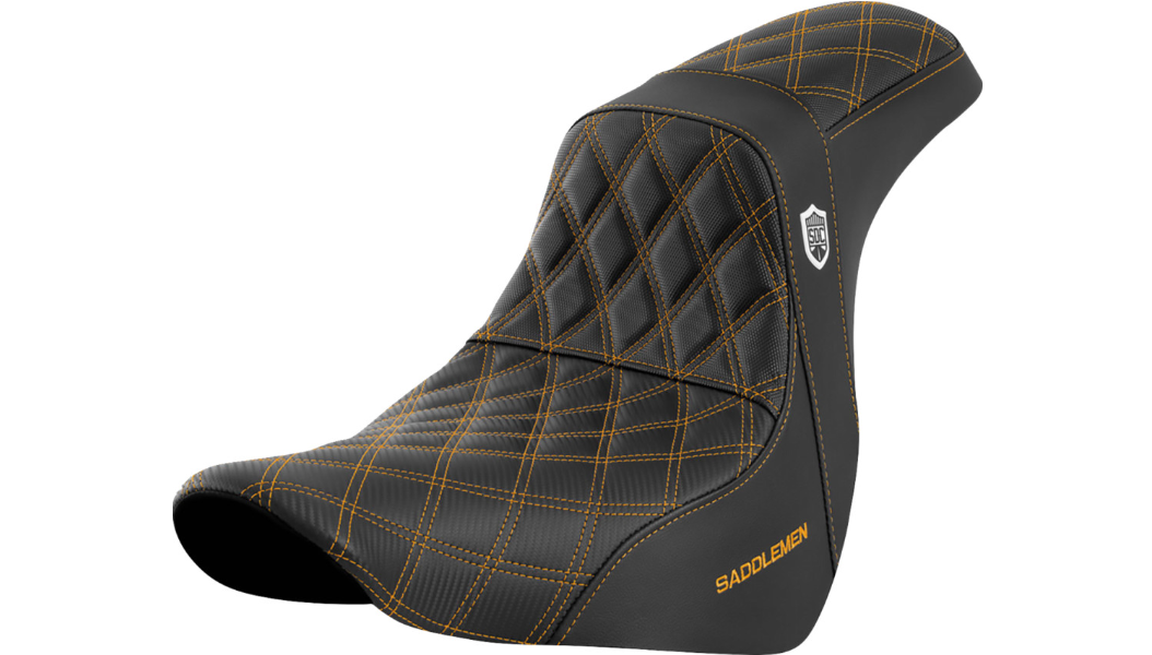 Saddlemen Pro Series SDC Performance Seat - w/o Backrest - Gold Stitch - FL/FX '18-'20
