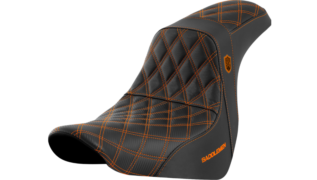 Saddlemen Pro Series SDC Performance Seat - w/o Backrest - Orange Stitch - FL/FX '18-'20