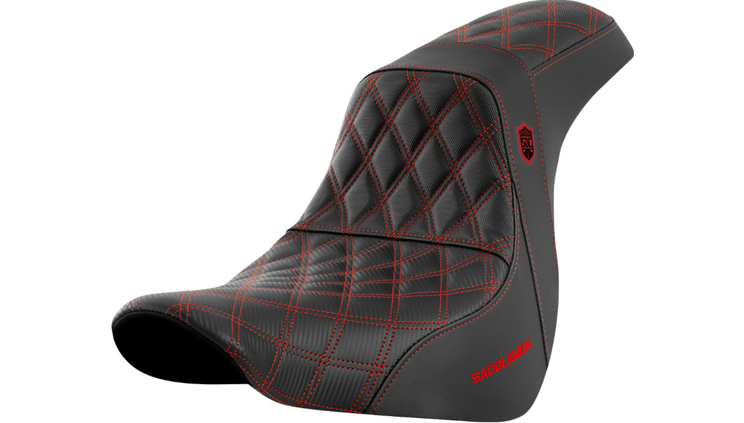 Saddlemen Pro Series SDC Performance Seat - w/o Backrest - Red Stitch - FL/FX '18-'20