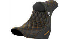 Saddlemen Pro Series SDC Performance Seat - w/ Backrest - Gold Stitch - FL/FX '18-'23