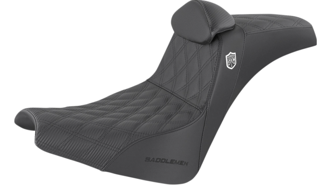Saddlemen Pro Series SDC Performance Seat - w/ Backrest - Lattice Stitch/Lumbar Gripper - FX/FL '18-'24