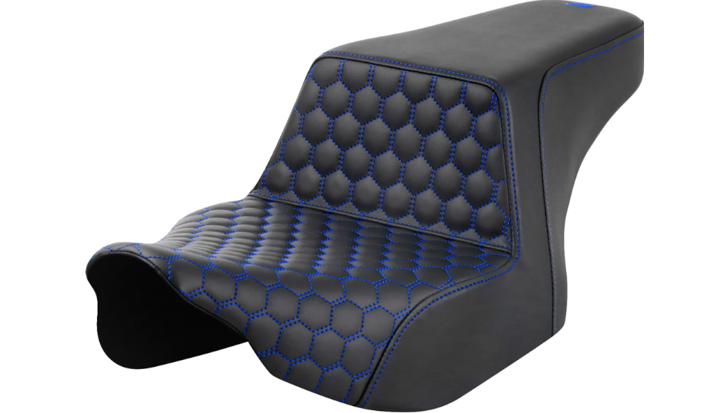 Saddlemen Step-Up Seat - Front Honeycomb - Blue Stitching - FL '23-'24