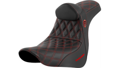 Saddlemen Pro Series SDC Performance Seat - w/ Backrest - Red Stitch - FL/FX '18-'23