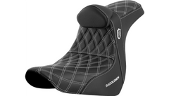 Saddlemen Pro Series SDC Performance Seat - w/ Backrest - White Stitch - FL/FX '18-'23