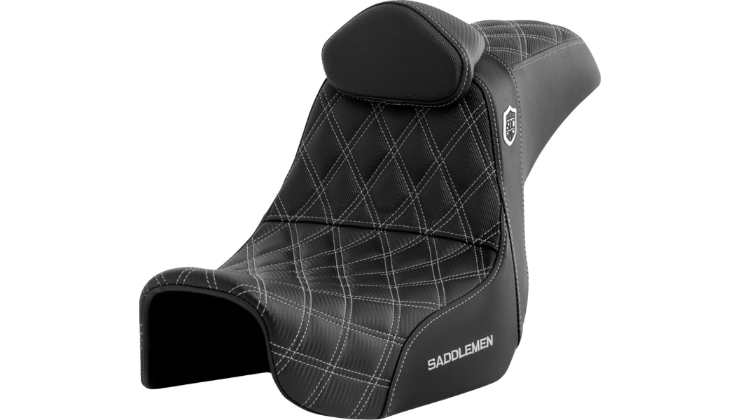 Pro Series SDC Performance Seat - w/ Backrest - Silver Stitch - Dyna '06-'17