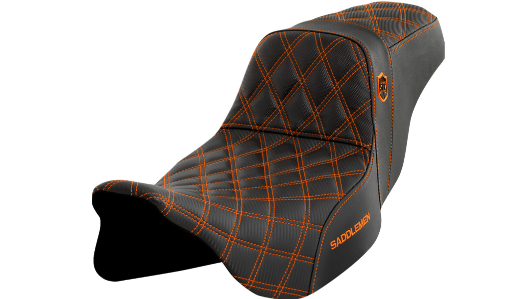 Saddlemen Pro Series SDC Performance Seat - w/o Backrest - Orange Stitch - FLH/FLT '08-'23
