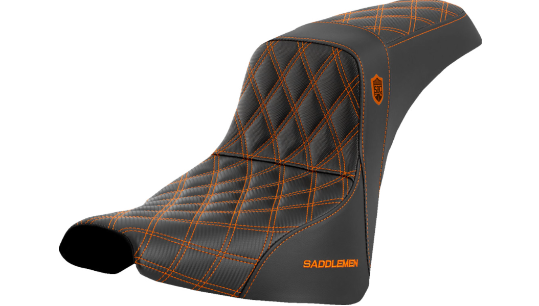 Saddlemen Pro Series SDC Performance Seat - w/o Backrest - Orange Stitch - FXBB/FXST '18-'23