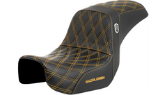 Saddlemen Pro Series SDC Performance Seat - Carbon Fiber/Lumbar Gripper - Gold Stitch - Dyna '06-'17