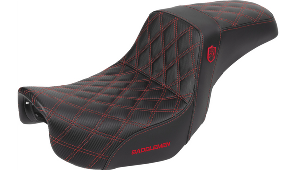 Saddlemen Pro Series SDC Performance Seat - Carbon Fiber/Lumbar Gripper - Red Stitch - Dyna '06-'17